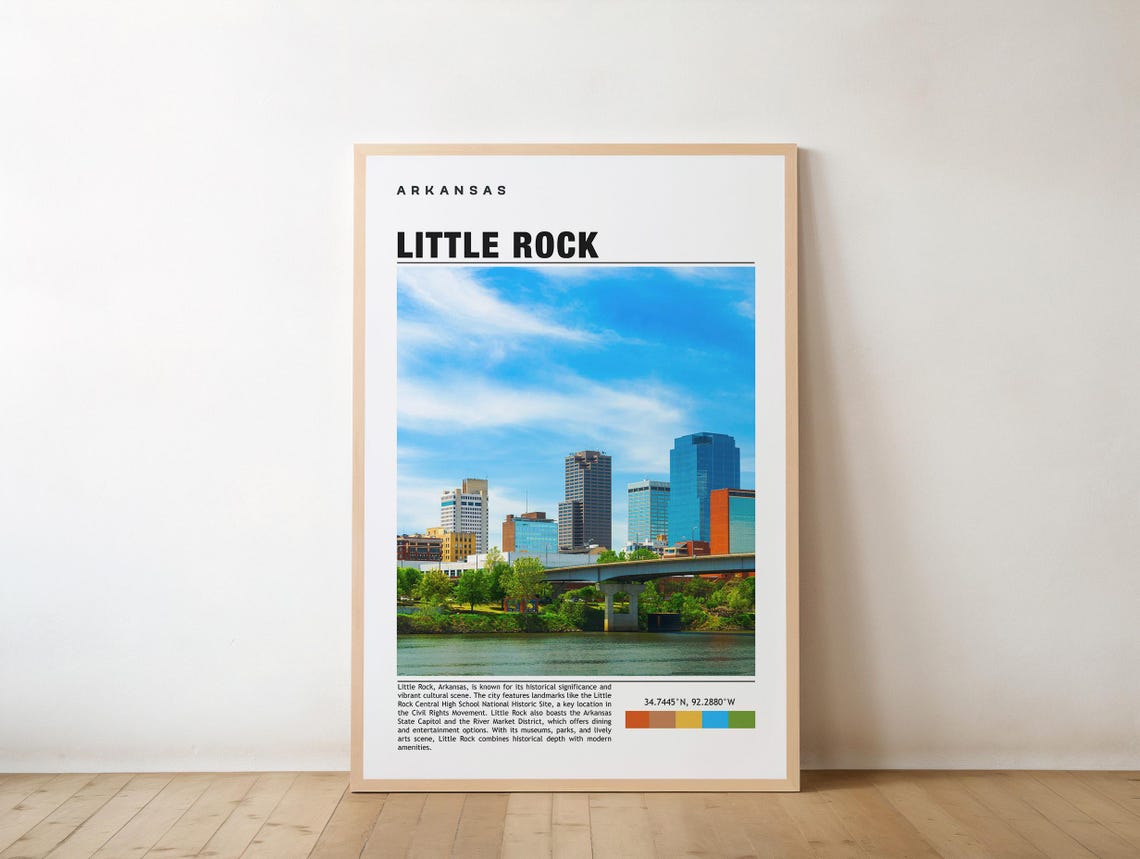 Little Rock Arkansas Skyline River Cityscape Daytime Travel Poster