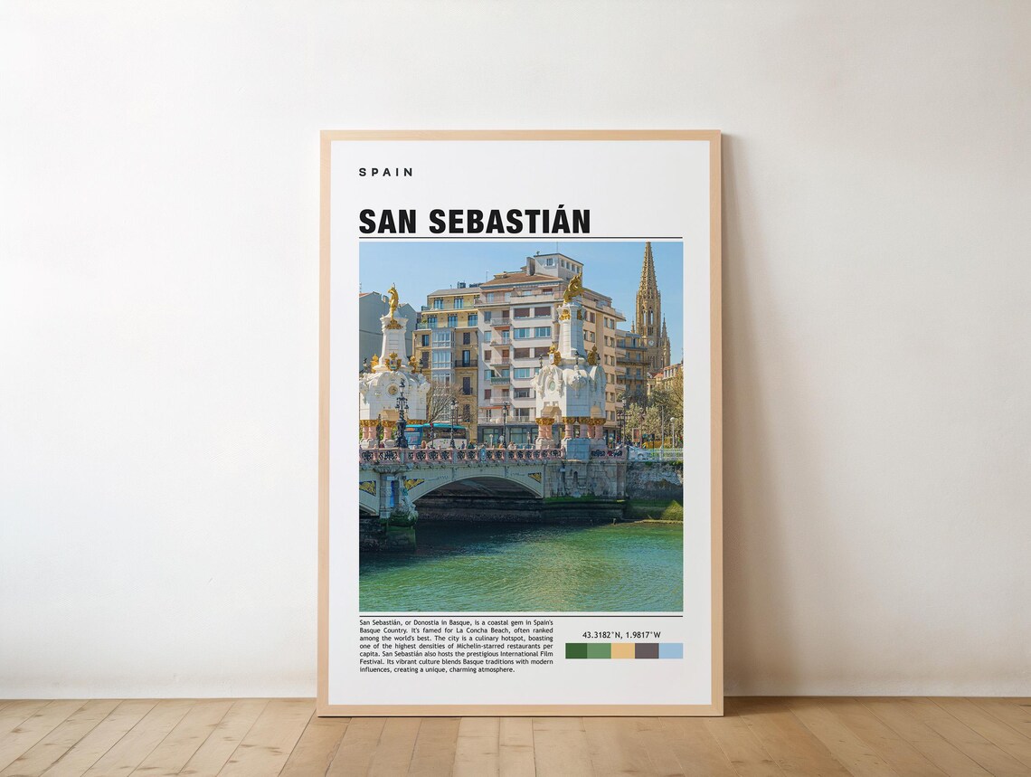 San Sebastian Spain Riverside Bridge Basque Country Photo Poster