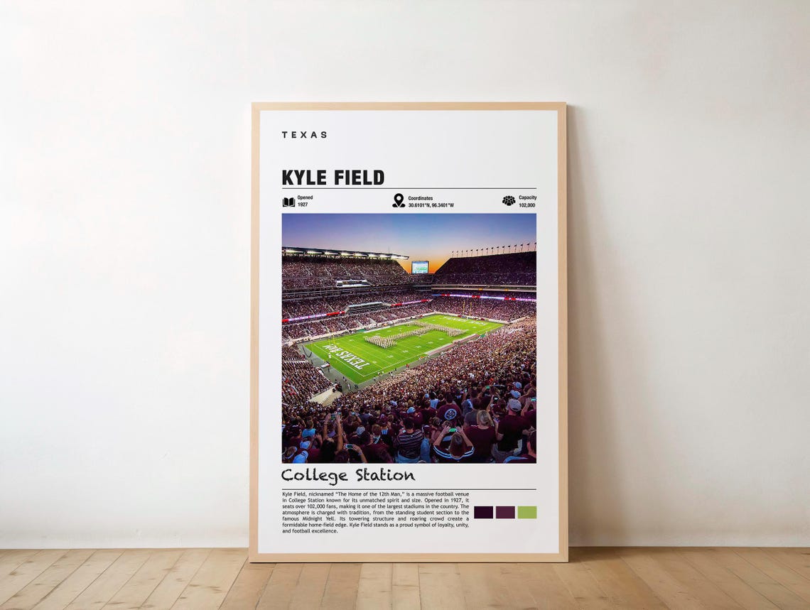 Kyle Field Print Texas Poster College Station Views Stadium Art Urban Charm Sports Arena Sport City Landmark