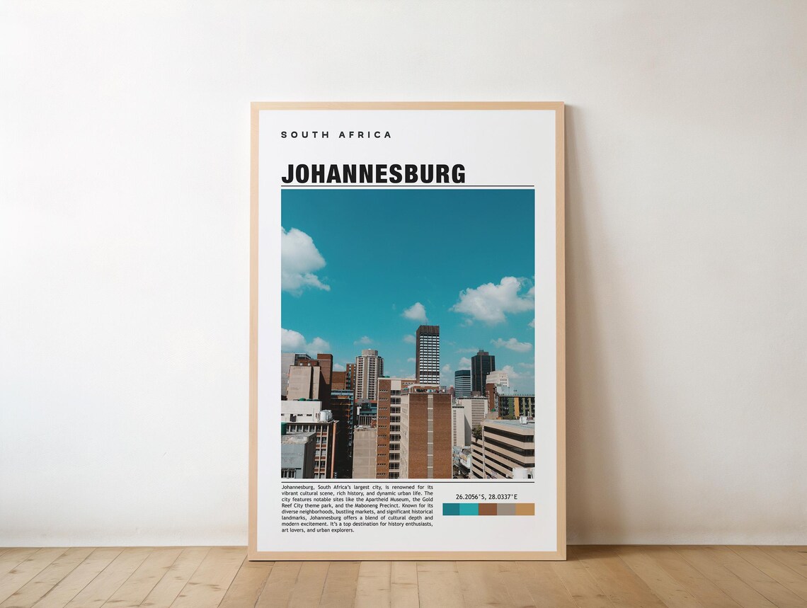 Johannesburg South Africa Skyline Photo Travel Print Landmark