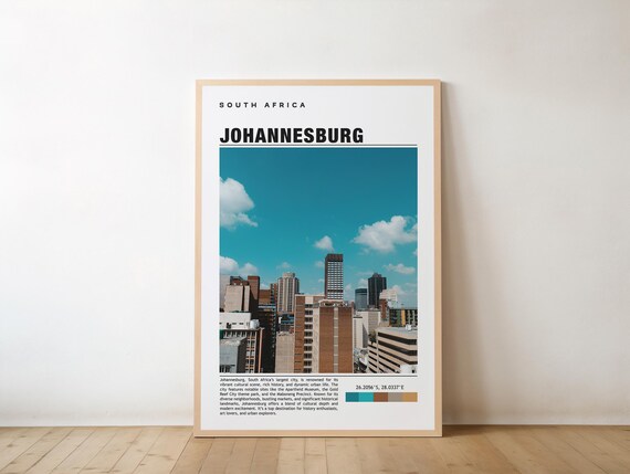 Johannesburg South Africa Skyline Photo Travel Print Landmark