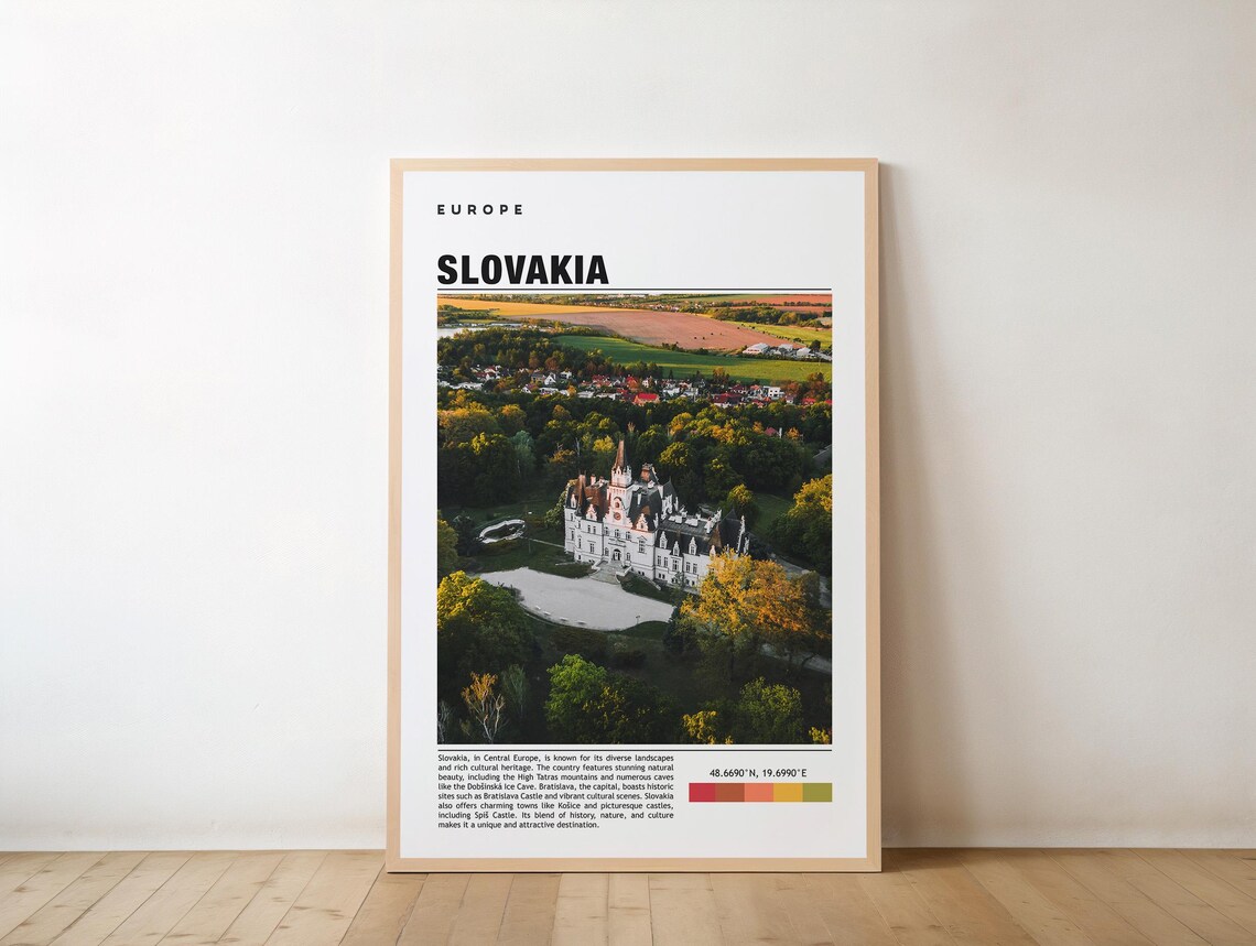 Slovakia Fairytale Castle Aerial Forest Europe Travel Photo Poster