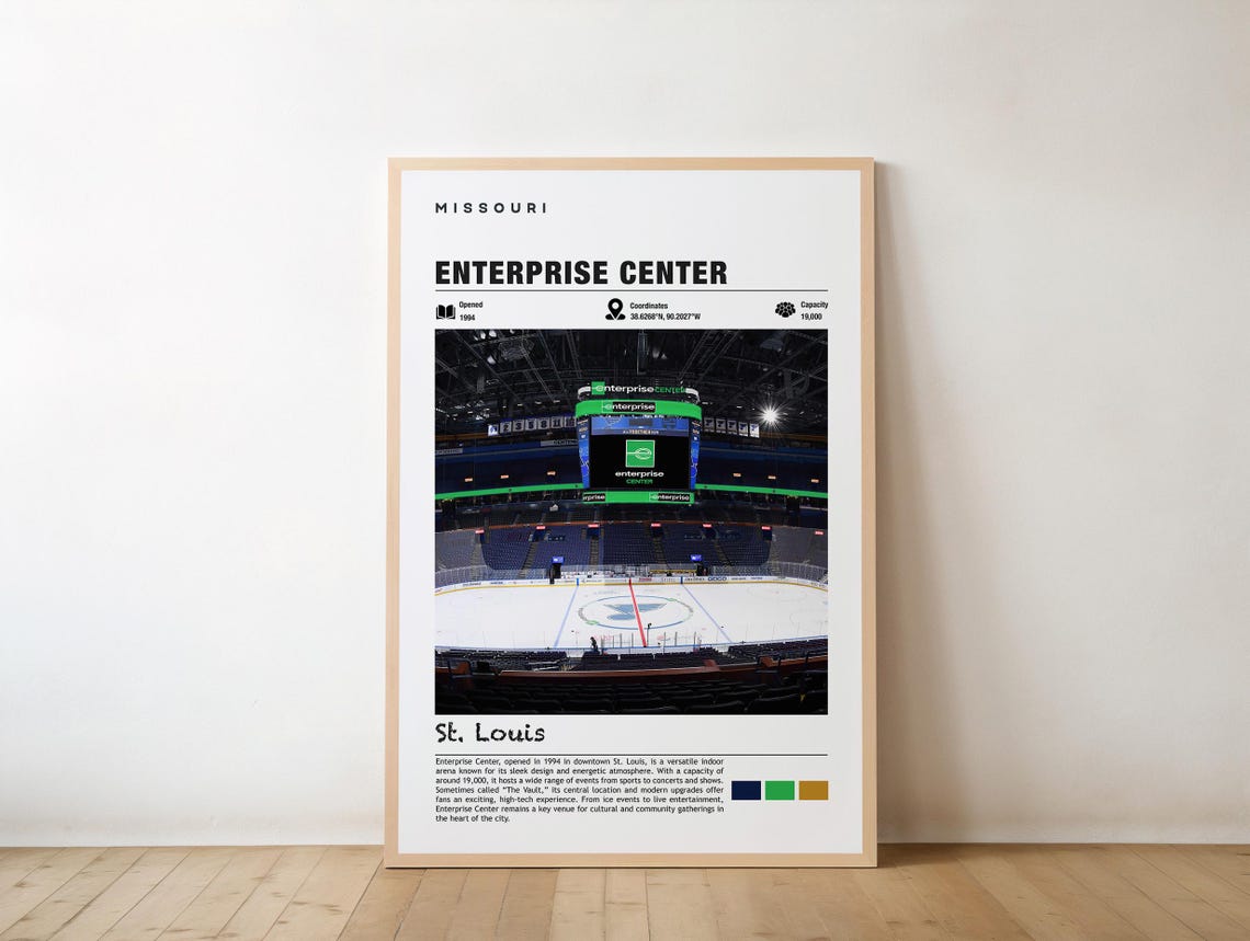 Enterprise Center Print Missouri Poster St Louis Views Arena Art City Charm Beauty Sports Venue Downtown Scene