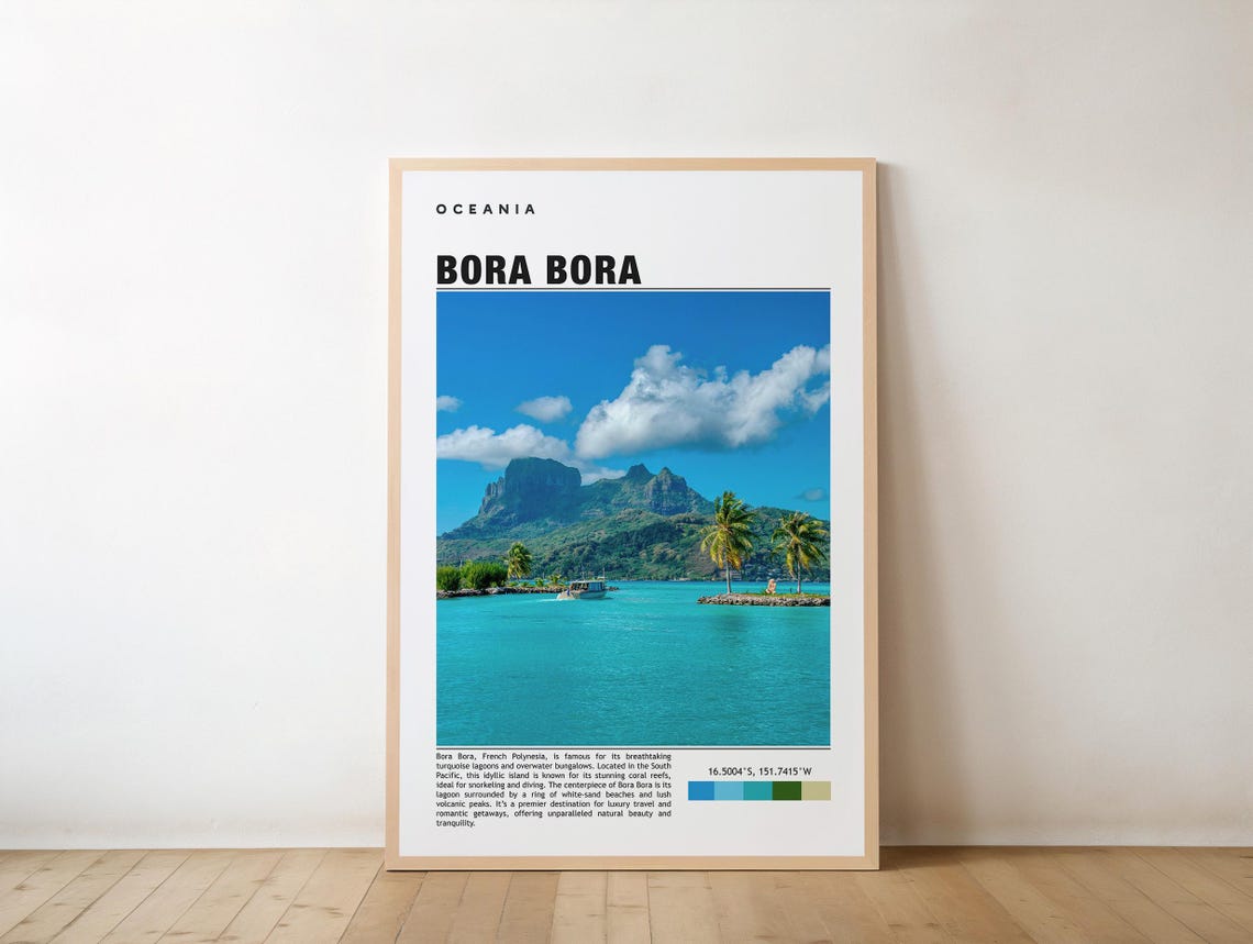Bora Bora Turquoise Lagoon Tropical Island Paradise Travel Poster