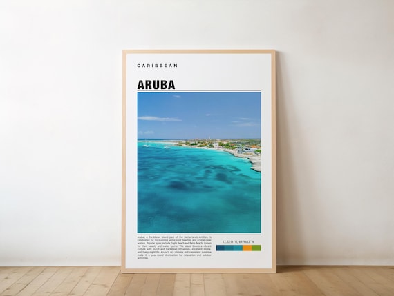 Aruba Caribbean Island Turquoise Coast Aerial Photography Travel Poster