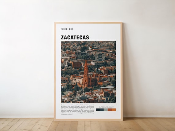 Zacatecas Mexico Cathedral Cityscape Minimalist Travel Photo Poster