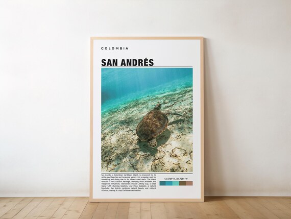 San Andrs Print Travel Poster Colombian Art Caribbean Beaches Crystalclear Waters Scenic Views Island Charm Vibrant Culture