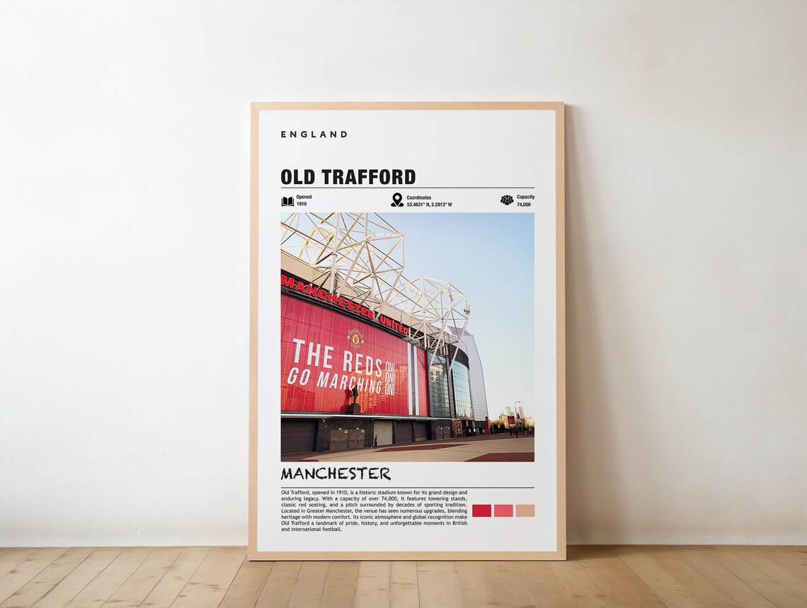 Old Trafford England Travel Poster, Manchester Views
