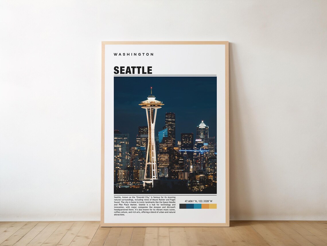 Seattle Travel Poster, Washington City Art Print