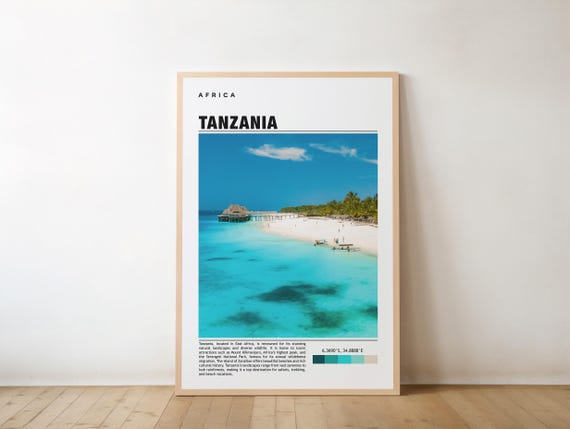 Tanzania Print Travel Poster Art Photo Wall Decor Gift