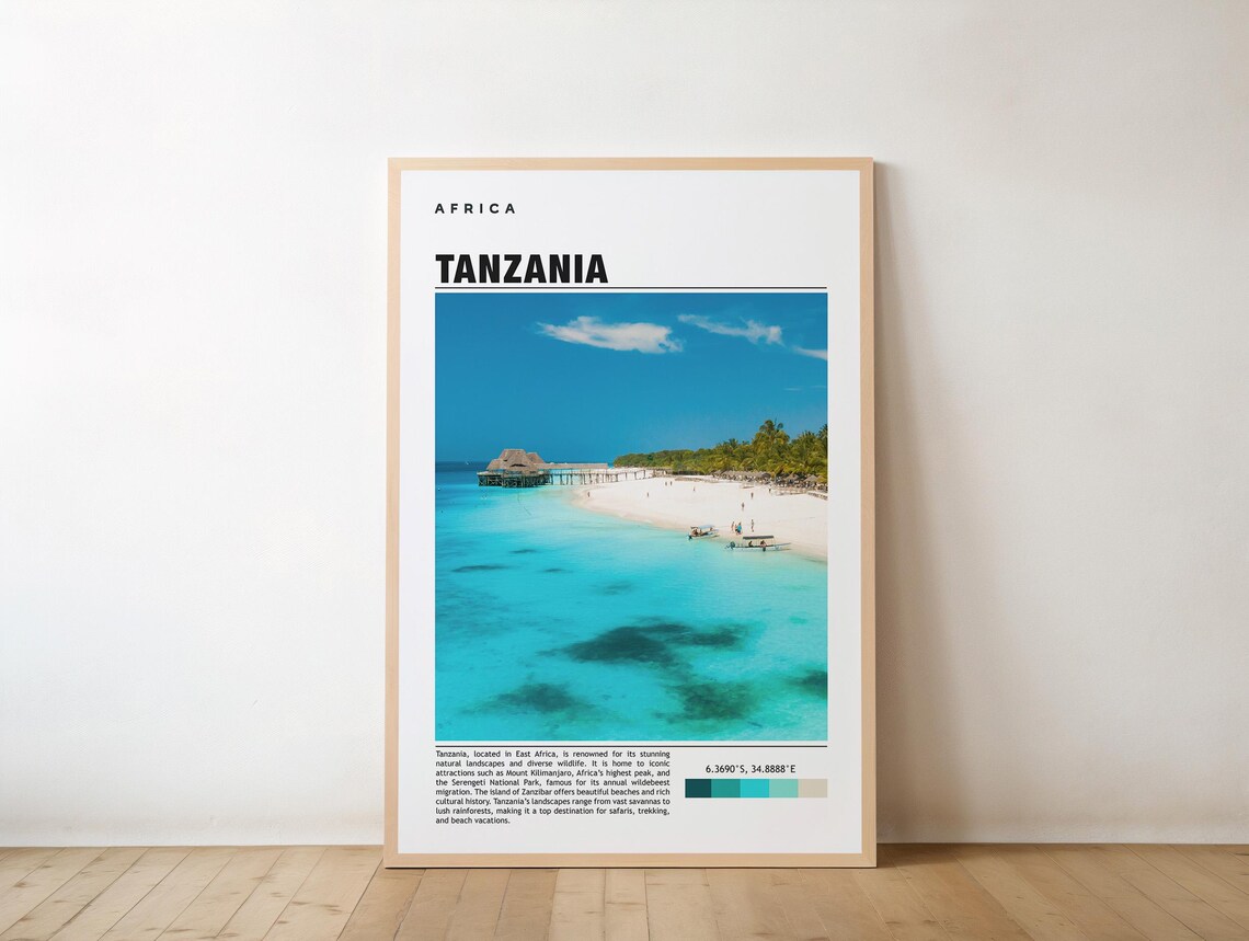 Tanzania Zanzibar White Sand Beach Africa Travel Photo Poster
