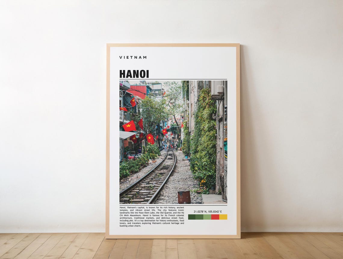 Hanoi Vietnam Train Street Red Flags Old Quarter Photo Poster