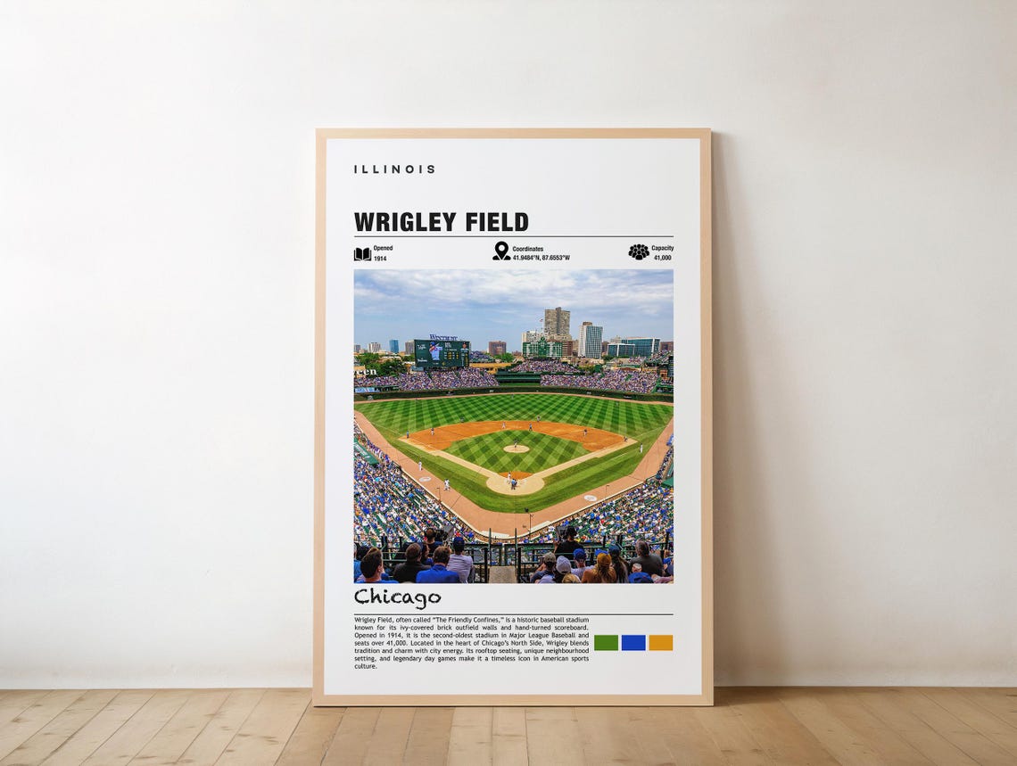 Wrigley Field Chicago Baseball Stadium Travel Poster Friendly Confines
