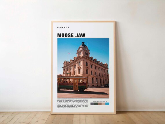 Moose Jaw Print Travel Poster Canadian Art Historic City Scenic Views Vibrant Culture Cultural Landmarks Saskatchewan Beauty