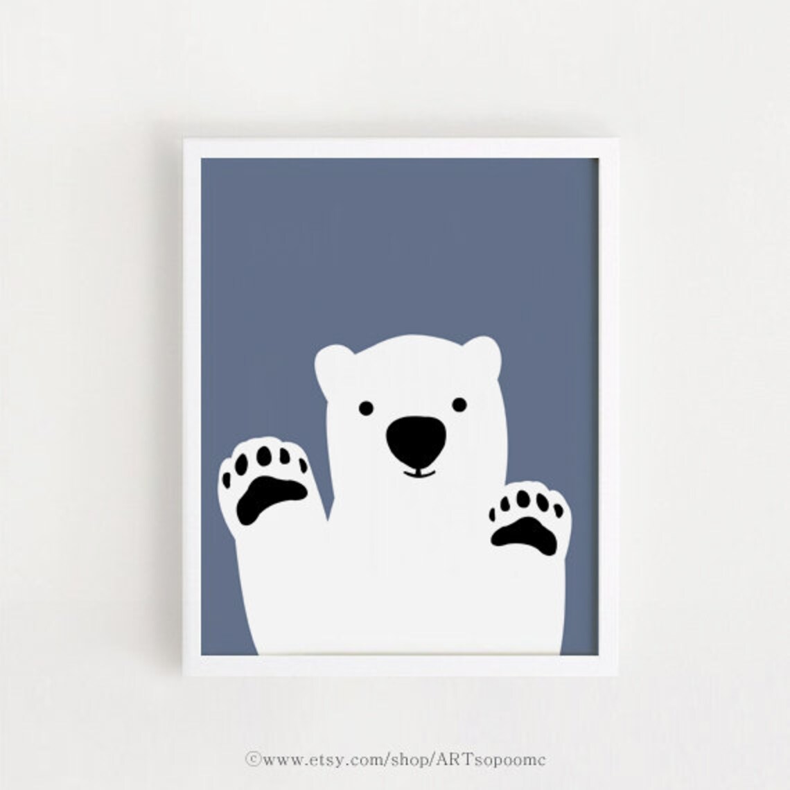 Bear Nursery Art Print, Minimalist Monotone Decor