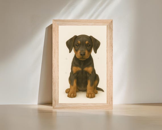 Doberman Puppy Nursery Decor, Cute Dog Lover Gift