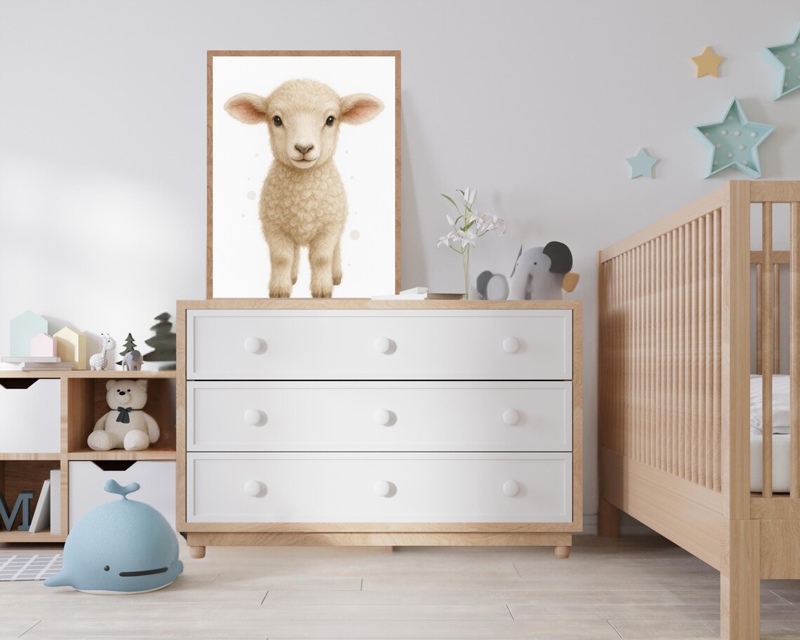 Farm Nursery Lamb Poster, Cute Sheep Decor - Image 2