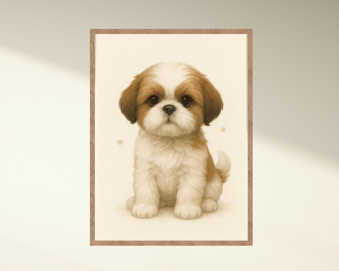 Shih Tzu Cute Puppy Dog Nursery Wall Art Print - Image 4
