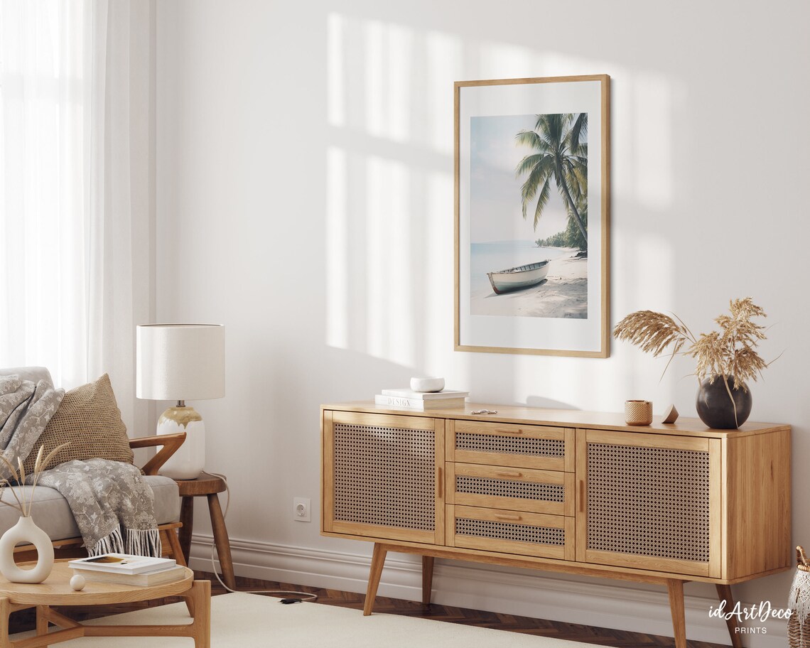 Palm Trees Tropical Beach Poster, Ocean Wall Art - Image 2