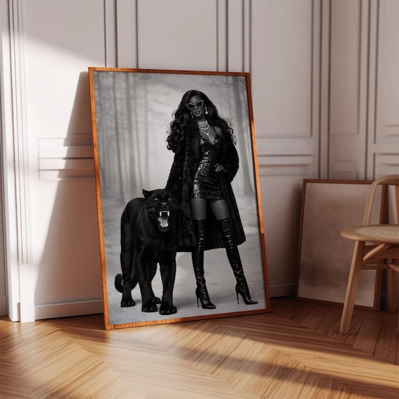 Black Panther Glam Woman Luxury Fashion Portrait Statement Poster