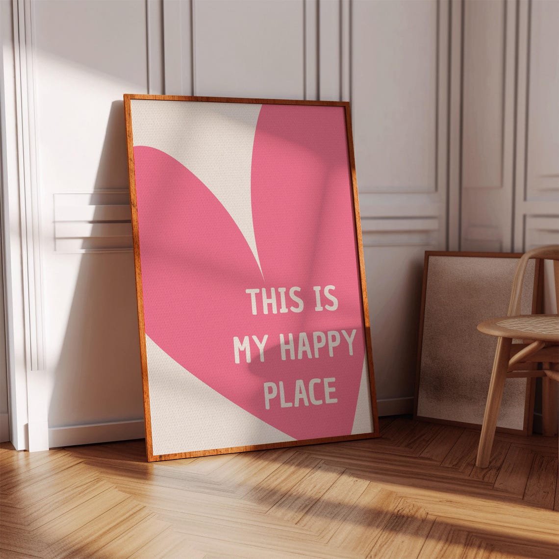 This Is My Happy Place Blush Pink Heart Minimal Quote Poster