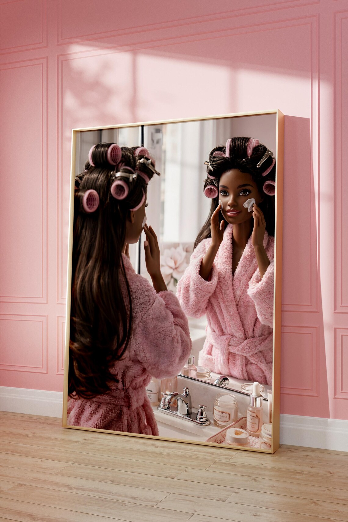 Retro Doll Print, Preppy Diva With Curlers
