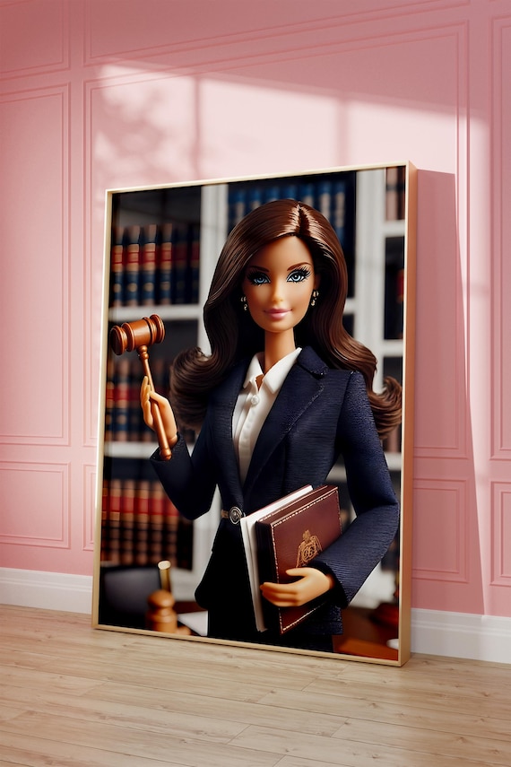 Fashion Doll Lawyer Holding Gavel Feminine Law Office Art Poster