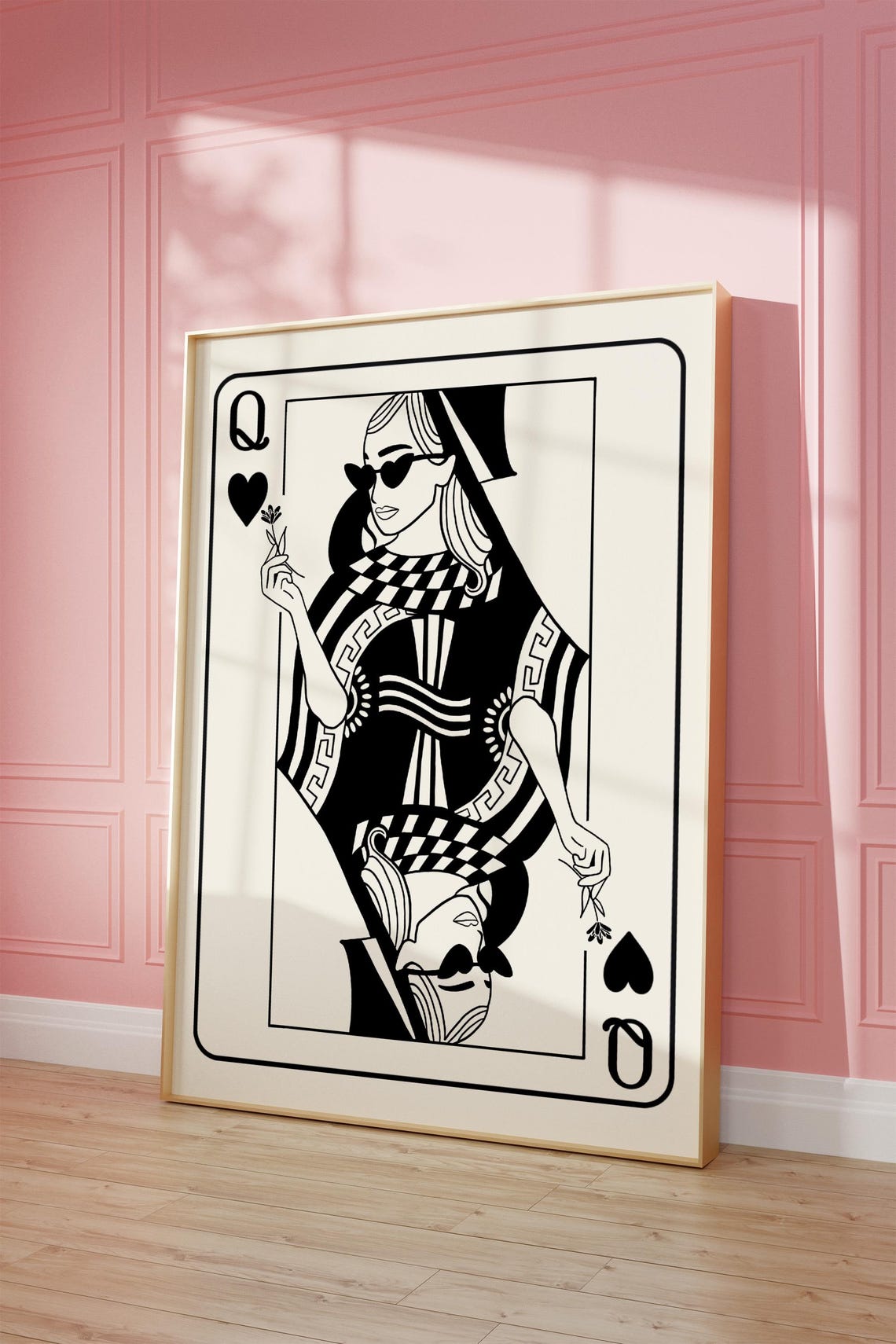 Queen Of Hearts Fashion Line Art Playing Card Sunlit Bold Poster