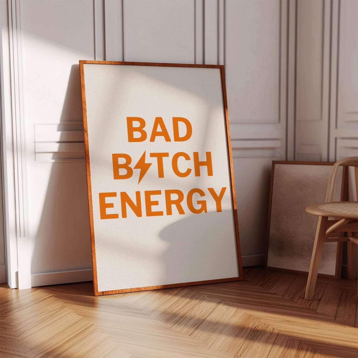 Bad Bitch Energy Orange Typography Bold Statement Decor Poster