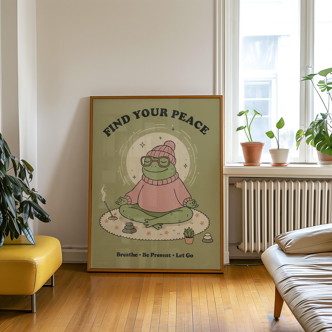 Cottagecore Frog, Spiritual Meditation Art Print