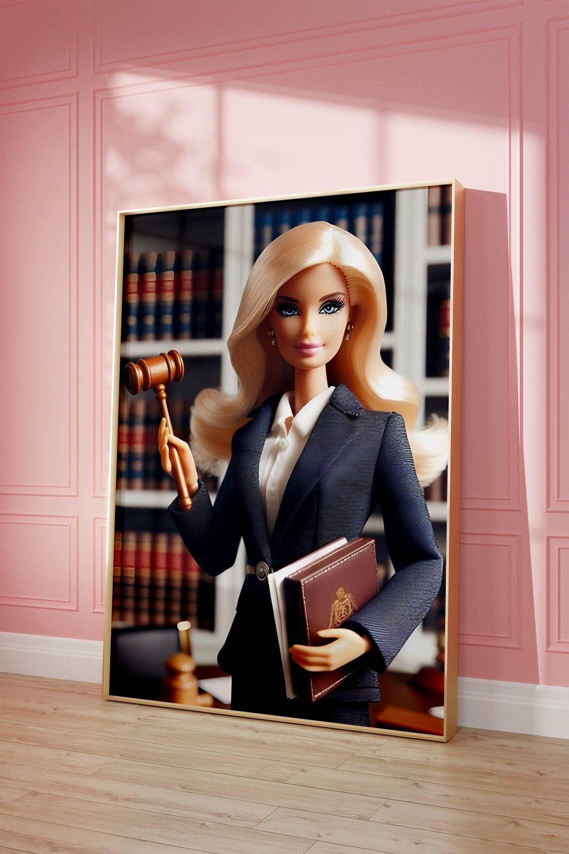 Blonde Lawyer Fashion Doll Gavel Office Girl Boss Career Poster