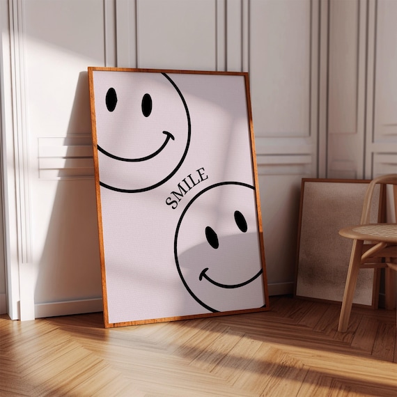 Smiley Face Retro Pink Happy Smile Minimal Pop Art Wall Poster