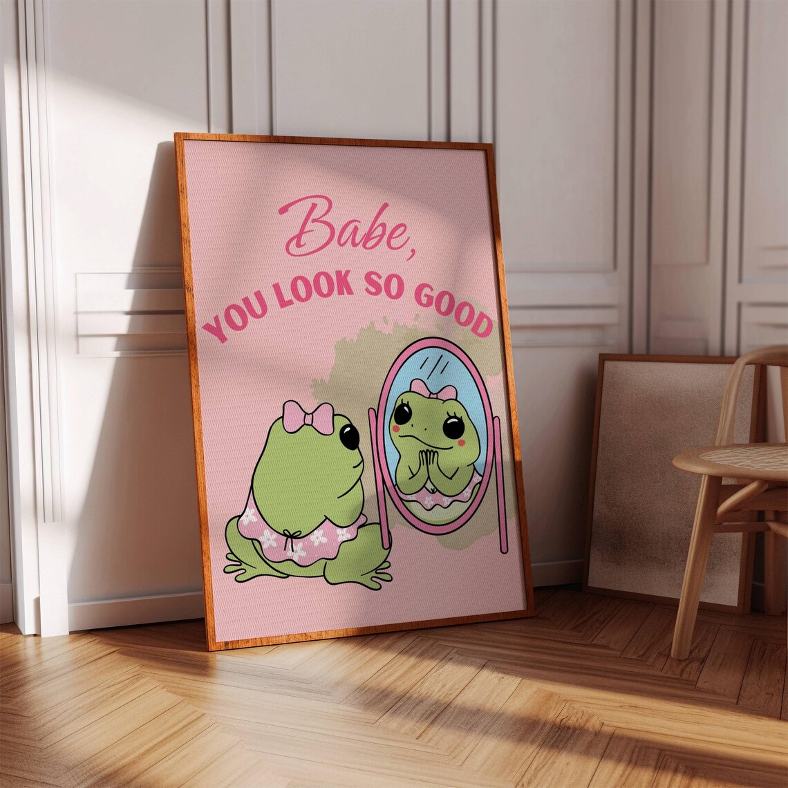 Self Love Frog Poster Trendy Pink Room Decor Digital Download