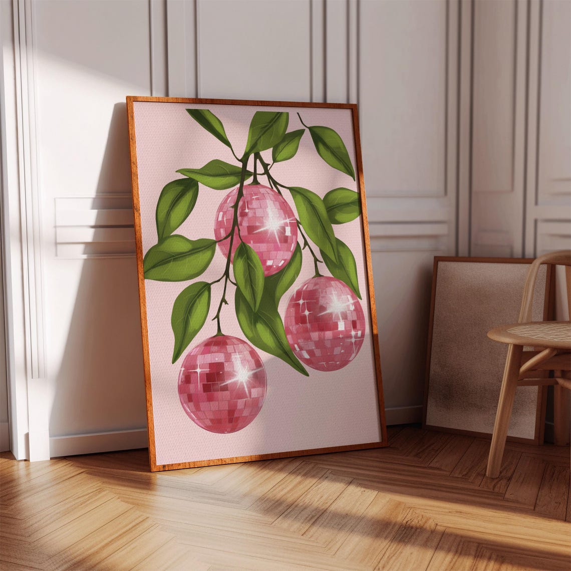 Pink Disco Cherry Poster Girly Wall Art Instant Print