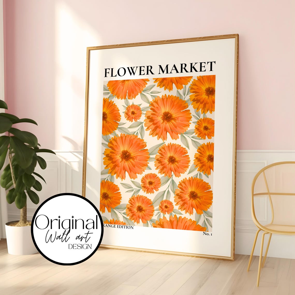 Flower Market Orange Blossoms Bright Watercolor Orange Edition Poster