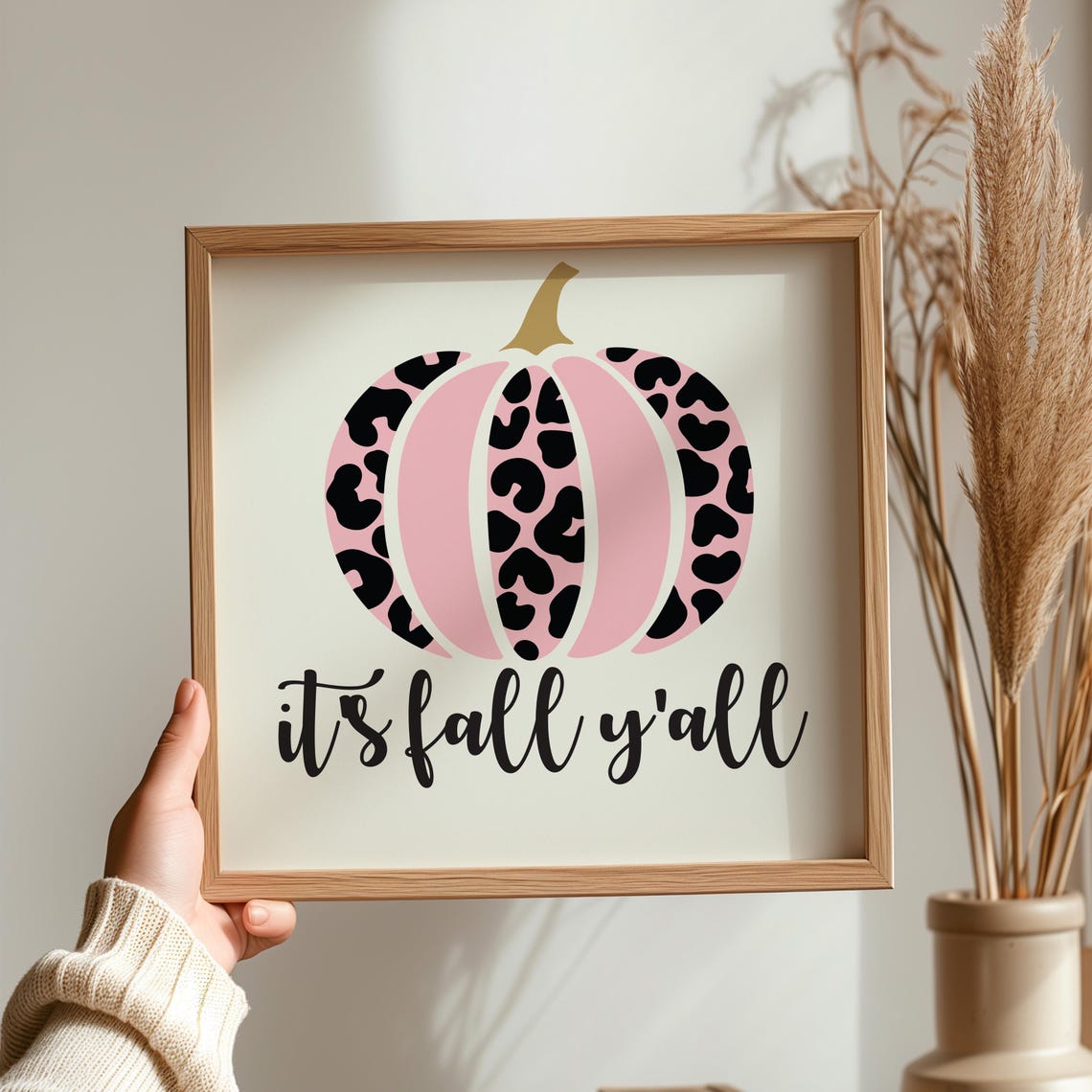 Pink Leopard Pattern Pumpkin Its Fall Yall Autumn Quote Poster - Image 4