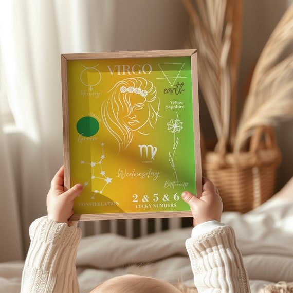 She Is Virgo Print Virgo Gift Astrology Print Custom Star Sign Print Star Sign Wall Art Boho Virgo Poster Virgo Gift For Her File
