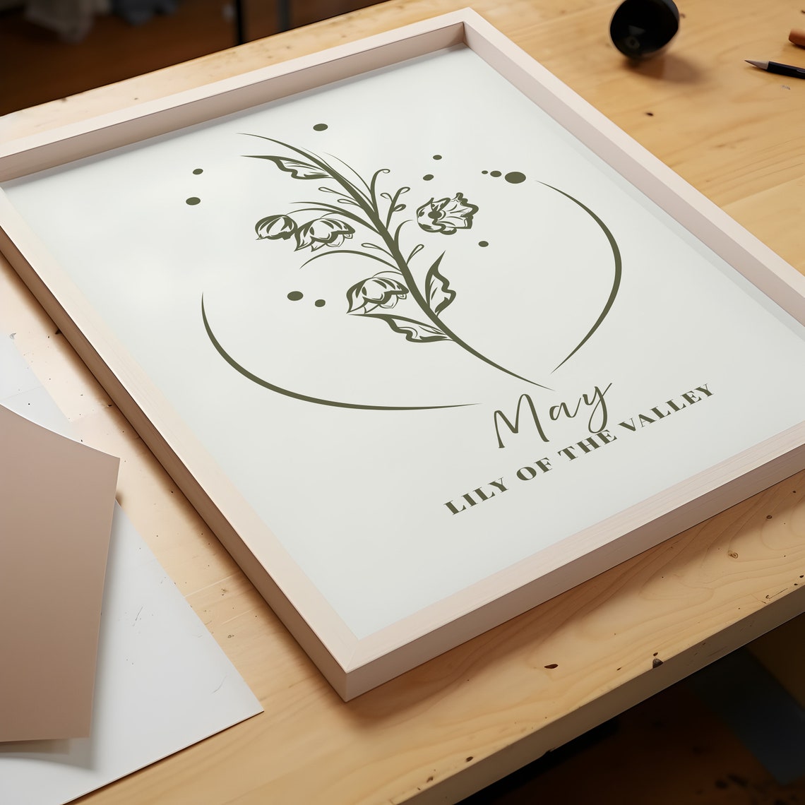 May Lily Of The Valley Birth Flower Minimalist Botanical Print - Image 2