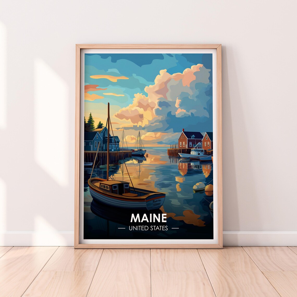 Maine Poster Maine Wall Art United States Poster East Coast Premium Print Usa Print Maine Poster Home Dcor