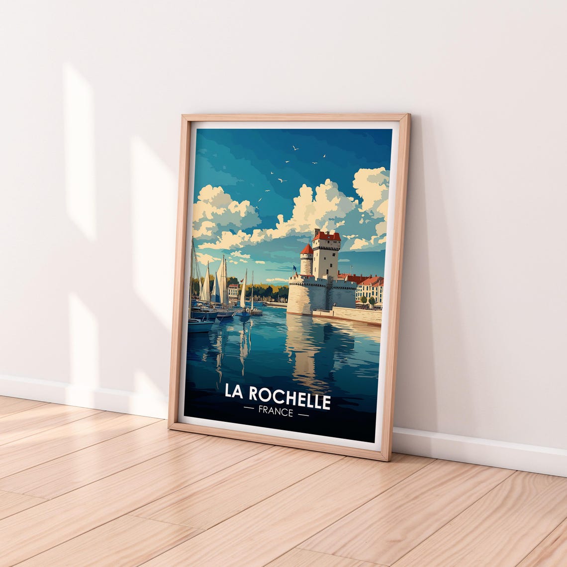 La Rochelle France Old Harbor Coastal Tower Sailboats Travel Poster - Image 2