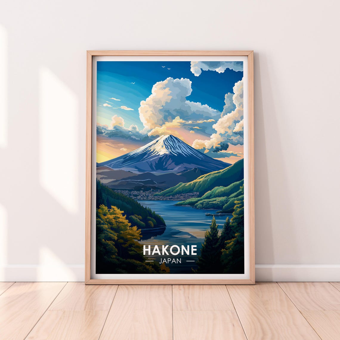 Hakone Japan Mount Fuji Lake Bright Daytime Blue Sky Clouds Poster