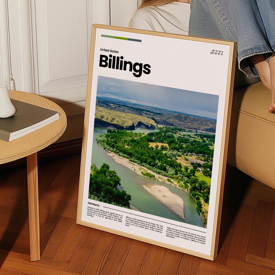 Billings Montana River Canyon Rims Western Land Travel Poster - Image 3