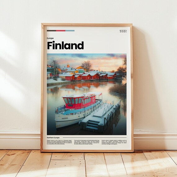Finland Snowy Harbor Winter Town Photo Travel Europe Wall Art