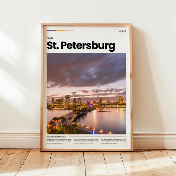 St. Petersburg Florida Sunset Waterfront Skyline Travel Poster