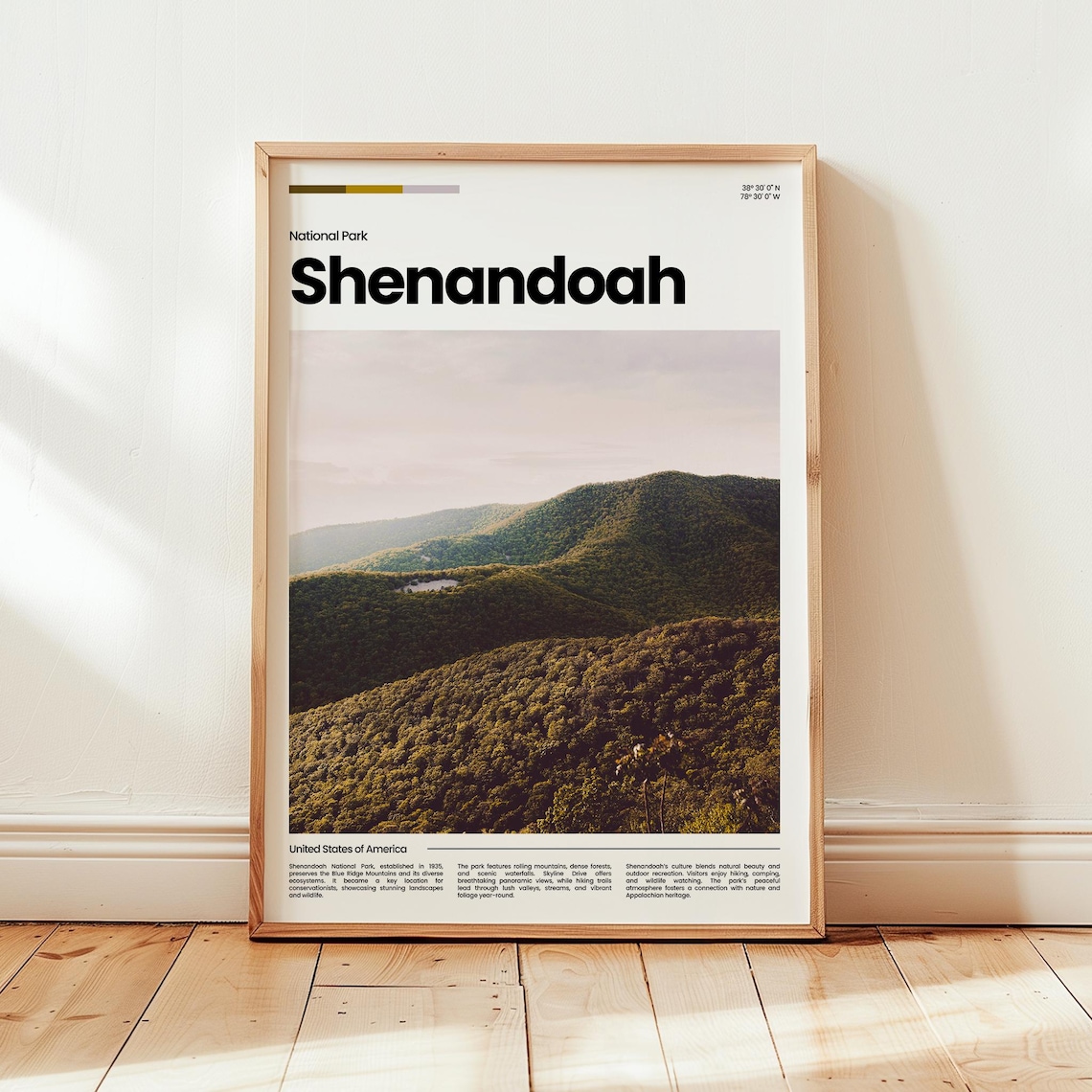 Shenandoah National Park Poster Blue Ridge Mountains Forest View Decor Art