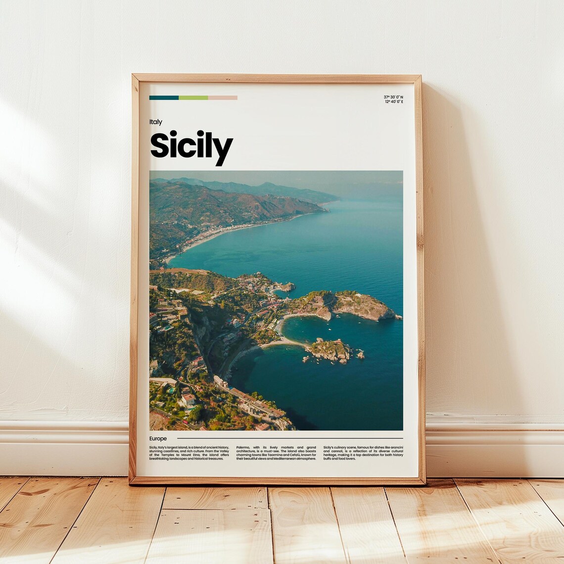 Sicily Poster Print Photo Wall Art Italy Travel Gift