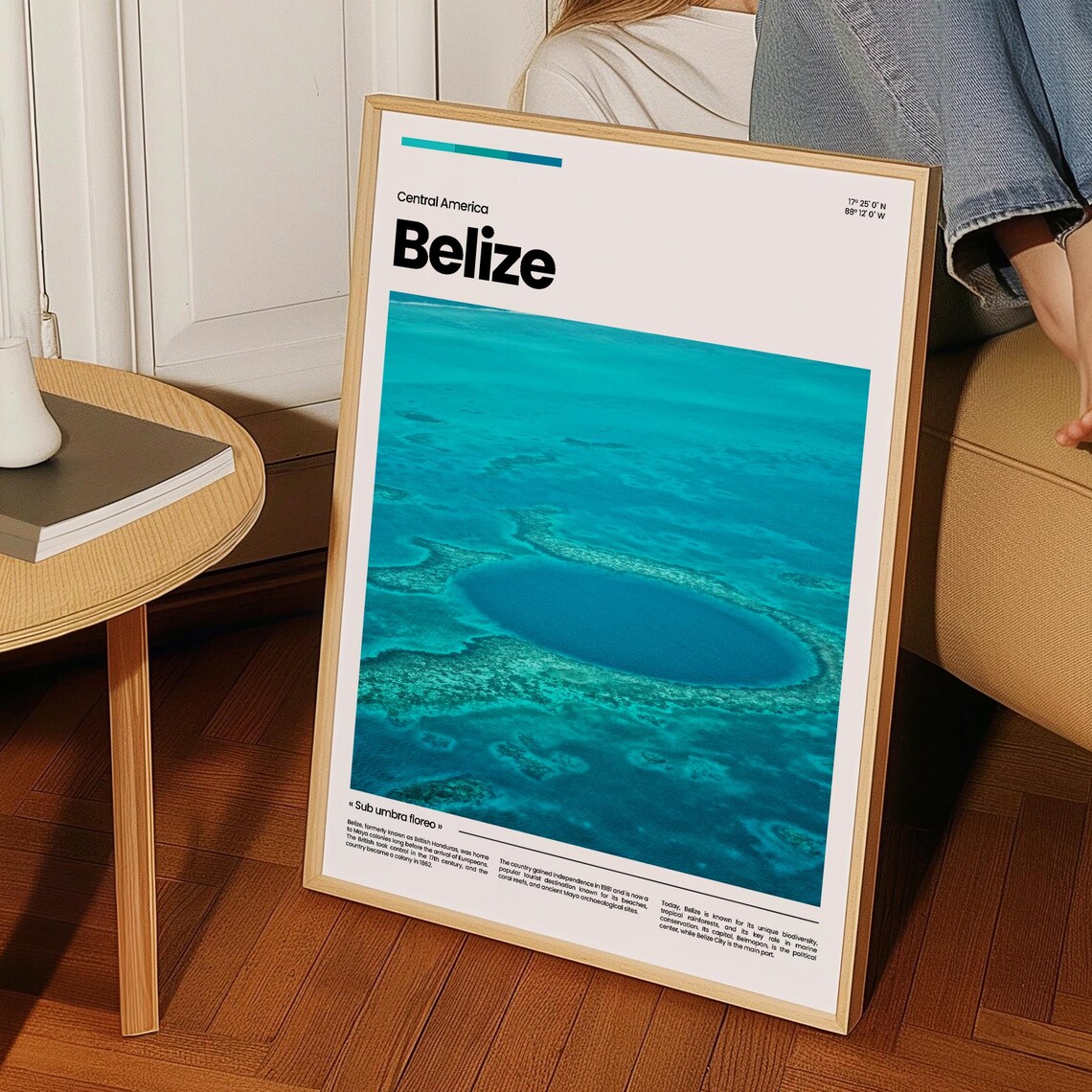 Belize Blue Hole Aerial Coral Reef Turquoise Sea Travel Poster - Image 3