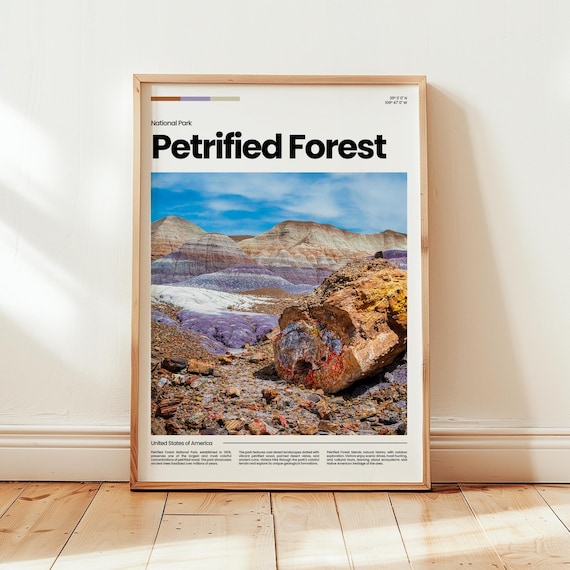 Petrified Forest National Park Rainbow Badlands Fossil Log Photo Travel Poster