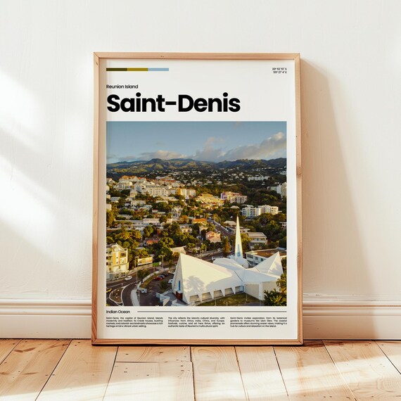Saint-Denis Reunion Island City Aerial Photography Travel Poster Indian