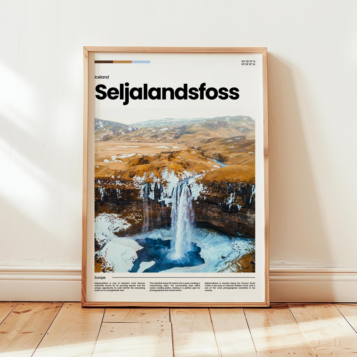 Seljalandsfoss Poster Print Photo Iceland Travel Gift